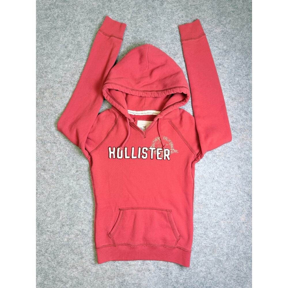 Y2K Hollister Southern California Red Hoodie Sweatshirt Pullover Size M